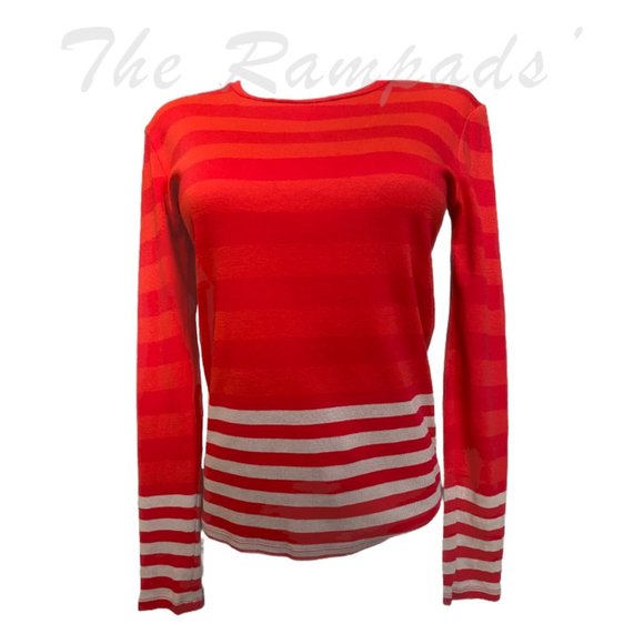 NWOT Ann Taylor Red and Tan/Khaki Toned Striped Long-sleeve T-shirt Size… - Picture 2 of 7